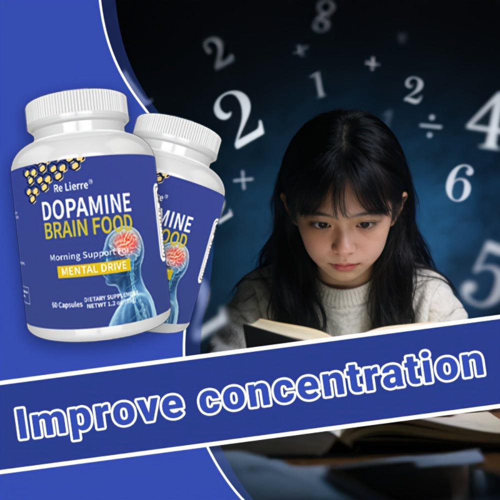 [Brain Support & Sleep] Relierre Dopamine Brain Support Capsules with Magnesium & Magnesium Glycinate, Focus & Restorative Sleep, High Potency Nootropic for Mental Clarity & Vitality