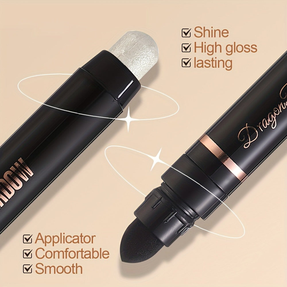 Eyeshadow Stick Set 12 Pcs — Double-Ended Shimmer Eye Shadow Pencil with Brush, Waterproof Long-Lasting Glitter Eye Makeup Kit, Squalane-Infused, Perfect Mother's Day & Stage Makeup Gift