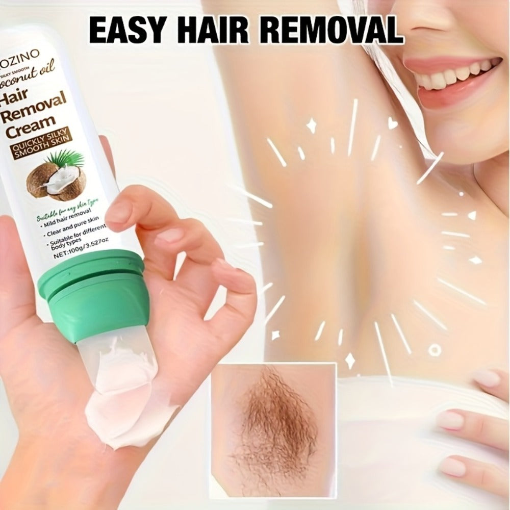 Use Once For, 3-Month Effectiveness, 100g Coconut Hair Removal Cream, Instant Hair Removal, Non Irritating To The Light Beige, Smooth And Residue Free Semi Permanent, Used For Hair Removal On The Face, Lips, Armpits, Legs Arms And Private Areas