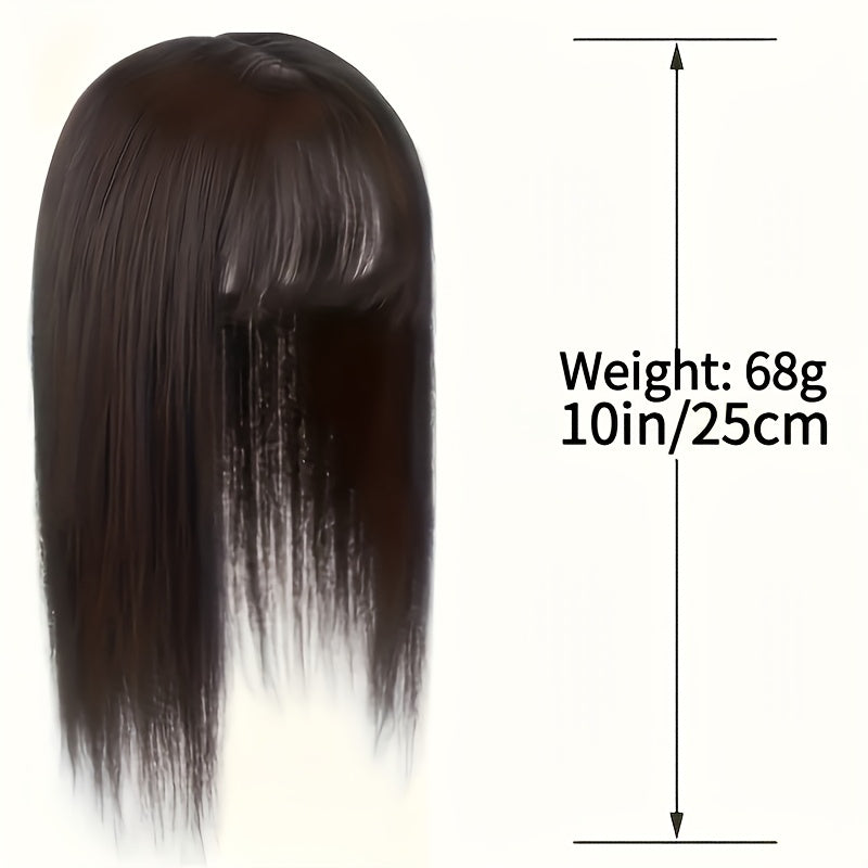 9.8In Women'S Long Hair with Bangs on Top of Hair Extension Piece, White Hair Top Cover-Up Device, Women'S Top Hair Extension Piece, Women'S Hair Volume Increase Top Wig, Women'S Lightweight Hair Patch