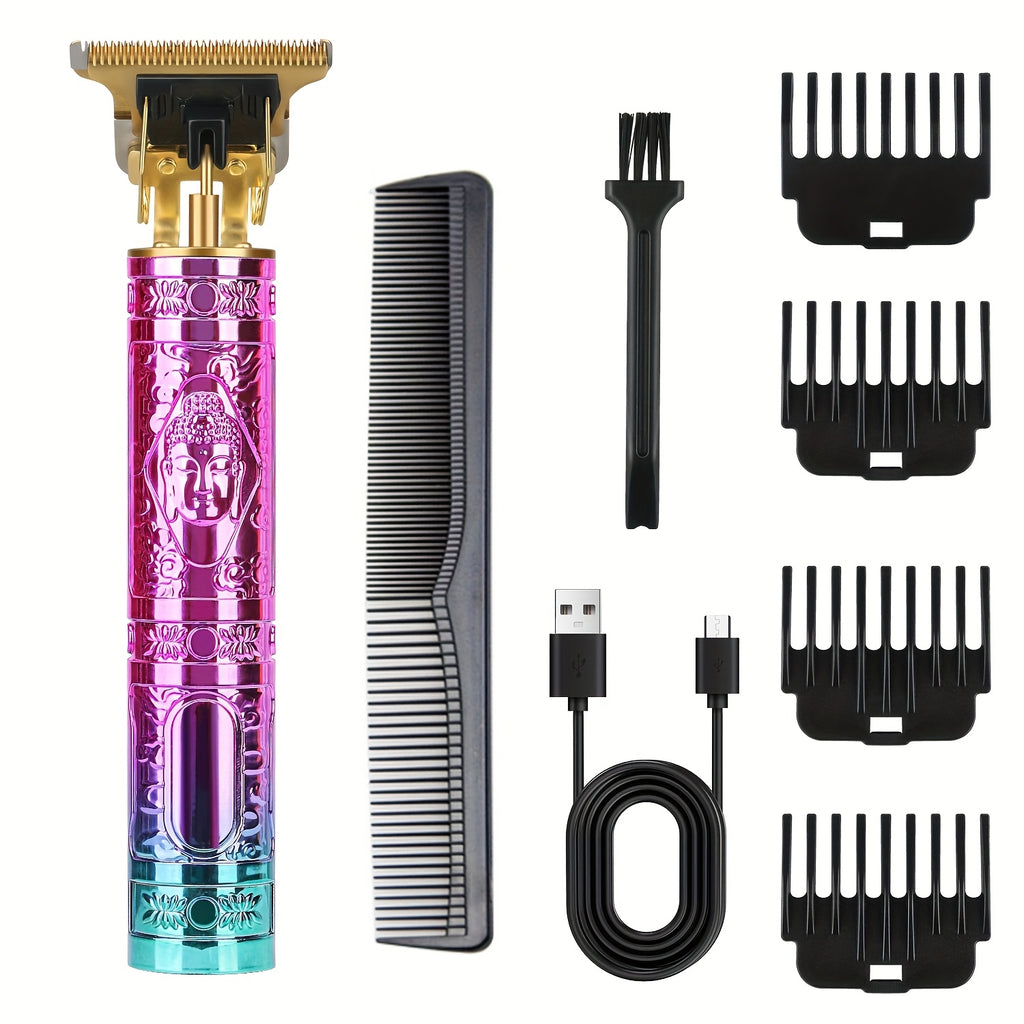Men'S Barber Rechargeable Razor Adult Electric Retro Electric Push Clippers Home USB Rechargeable Barbershop Men'S Beard Trimmer Facial Hair Trimmer