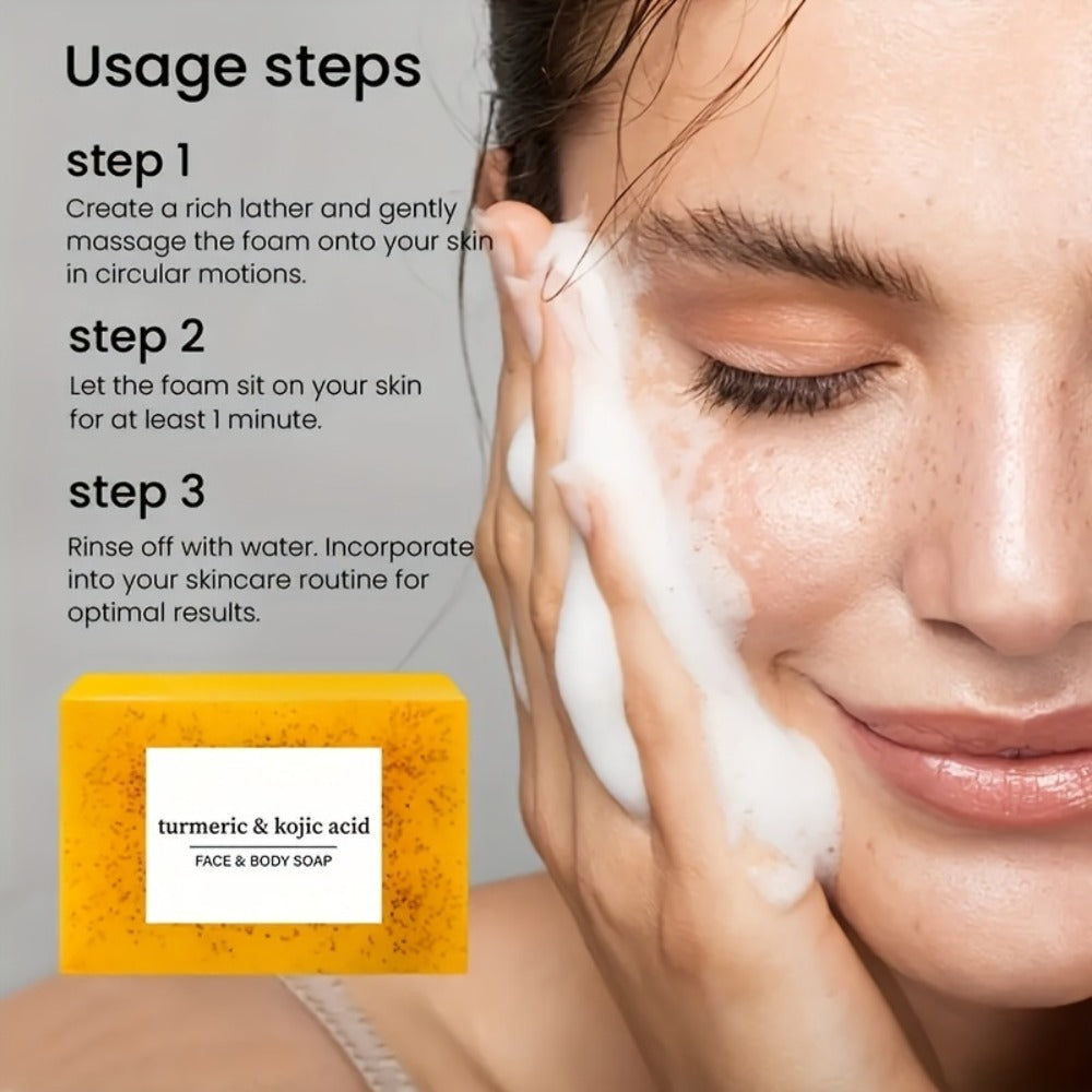 Turmeric Kojic Acid Soap Handmade Cold Process Lemon Brightening Bar for Face Body Deep Cleanse Hydrate All Skin Types Gift Set 6 12pcs