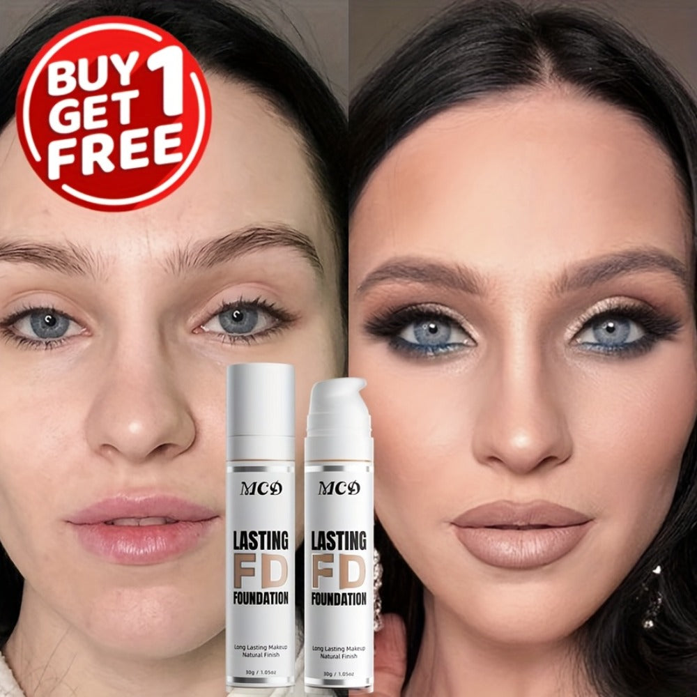 Liquid Foundation 2pcs Full Coverage Concealer Makeup Long Lasting Natural Finish - Suitable for All Skin Types Women Face Foundation Set