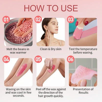 Wax Warmer Kit with 43 Accessories — Pink Wax Beads Hair Removal Set for Women & Men, Wax Pot for Face, Eyebrow, Body, Brazilian & Bikini | Home Salon Waxing Machine