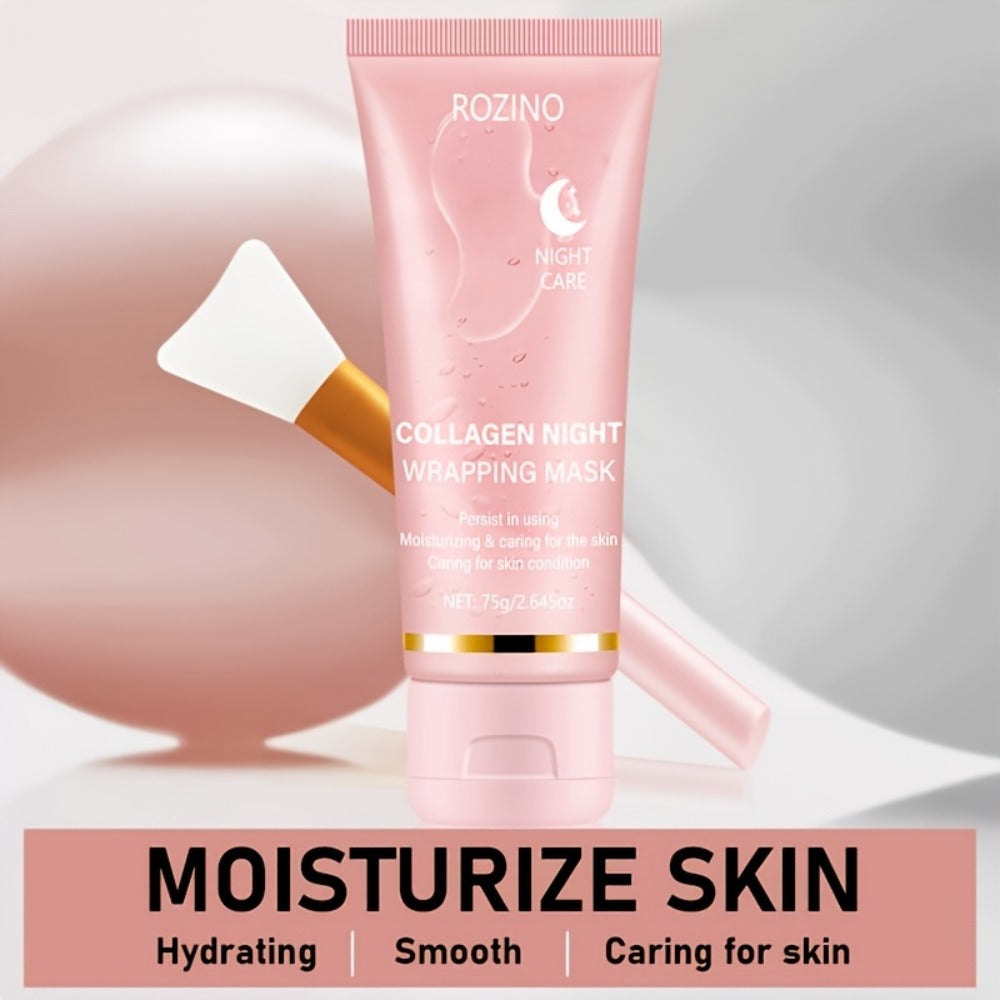3 Boxes Instant Lifting & Firming Collagen Intensive Moisturizing Sleeping -Off Mask 75g, Enriched with Niacinamide, Collagen, Hyaluronic Acid, And Other Ingredients. The Gel Texture Is Easily Absorbed, Providing Deep Hydration And Moisture.