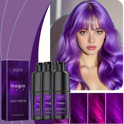 Hair Dye Shampoo & Conditioner 3-in-1 Color Foam Moisturizing Shine No-Damage Herbal Formula Easy Apply All Hair Types Purple Black Red Brown