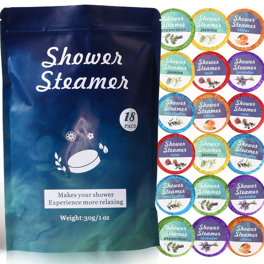 Shower Steamers Gift Set 18 Pcs with Essential Oils - Eucalyptus Rose Jasmine Citrus Peppermint Lavender Aromatherapy Shower Bombs for Home Spa, Stress Relief, Birthday & Christmas Gifts