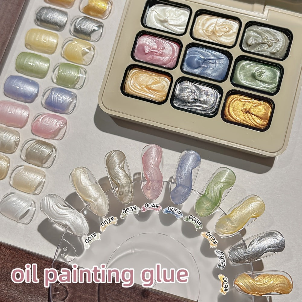 MORDDA Nine Grid Pearl Cream Oil Painting Gel - A Nail Gel Featuring a Spiral Design Ideal for Shell-Shaped Nails, Showcasing a Pearlescent Shimmer And a Mother-Of-Pearl Texture, Perfect for Salon Nail Art And Projects