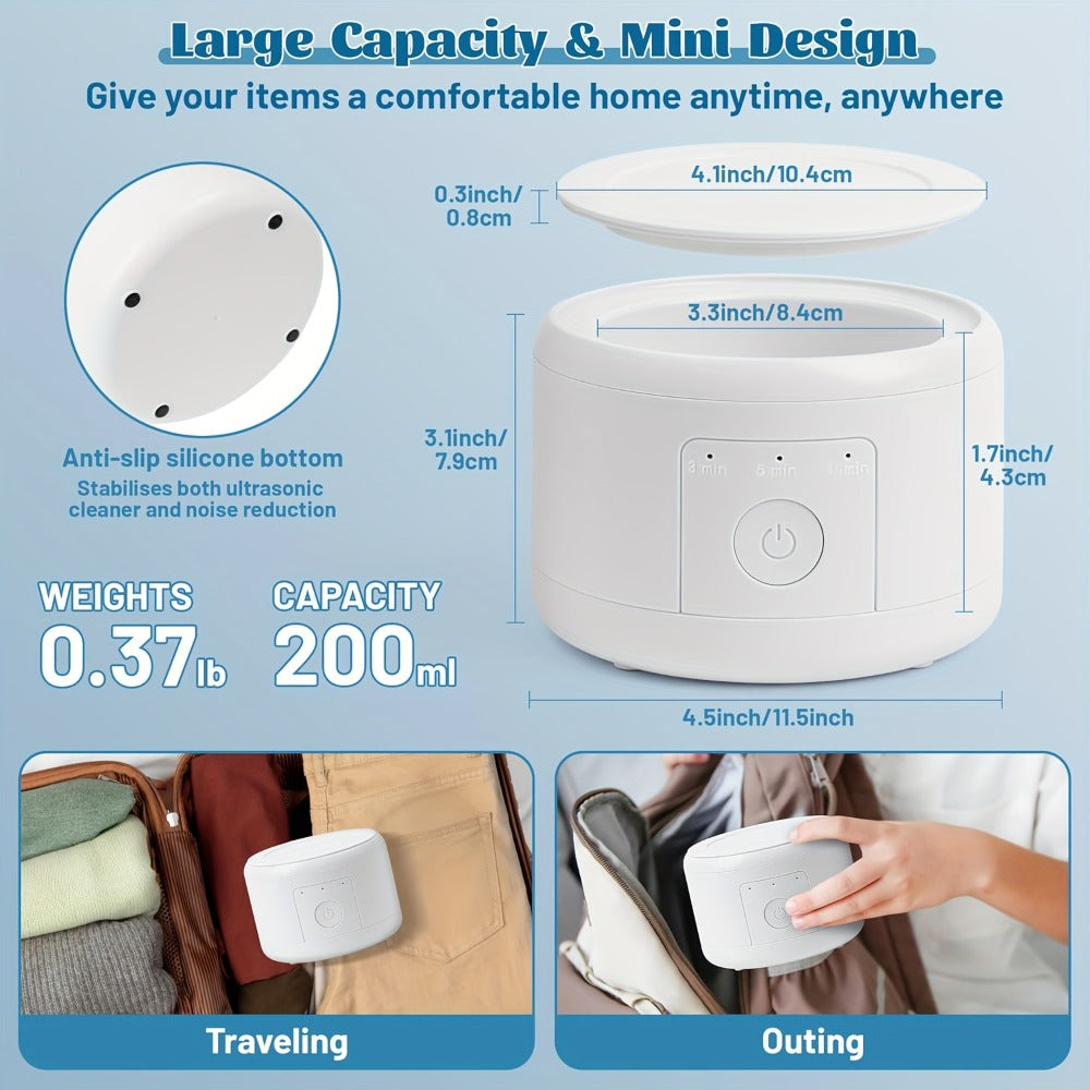 Denture Cleaning Machine One-Touch Operation Automatic Cleaning Device 3 Speeds Timing for Cleaning Jewelry Glasses