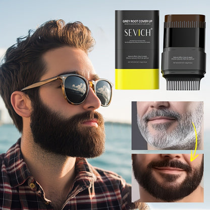 Beard Dye Pen Waterproof Beard Color Stick - Sevich 2-in-1 Disposable Washable Beard Hair Filler Pen with Brush for Men Mustache Styling Natural Gentle Look
