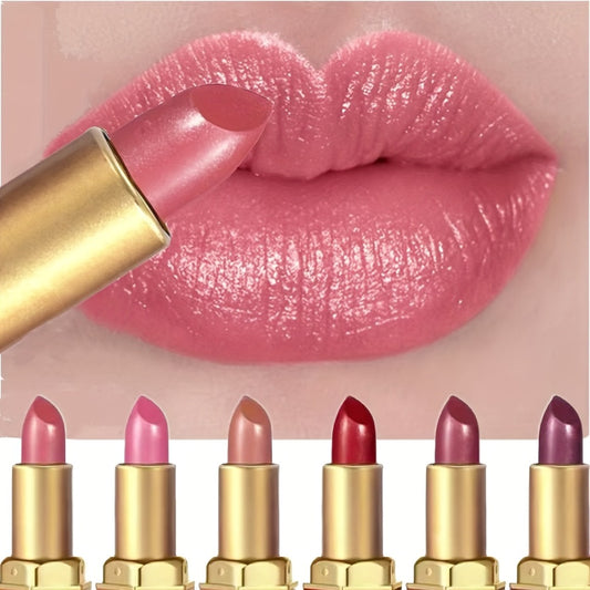Cream Lipstick Set 6 Colors - Long Lasting Moisturizing Lip Color for All Skin Tones, Everyday & Party Makeup, Perfect Women's Gift