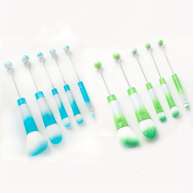 Beadable Makeup Brushes Set 10Pcs DIY Colorful Polyester Bristles ABS Handle Eye Shadow Concealer Cosmetic Brushes Holiday Gift for Women Girls Multiple Color Options