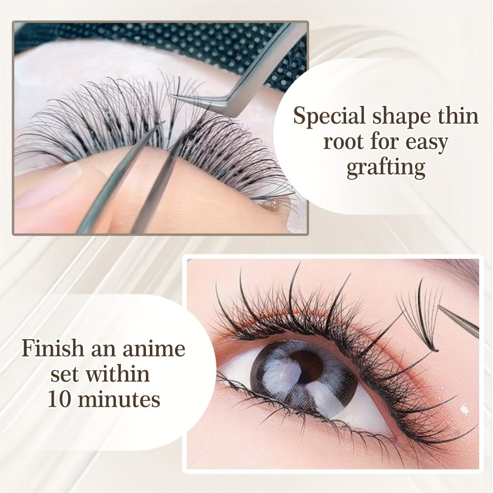 CoMango 120Fans Premade Wispy Fan Lashes - 5D/7D/9D Volume, Individual Sandwich Faux Mink Spike Stem, Fluffy Pointy Base, Natural Look, Options for Beginners, Beginner Eyelash Extensions, Fluffy Lash Extensions, Curlable Lashes Durable Adhesive