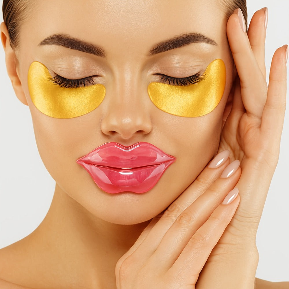 6pcs/12pcs/18pcs Moisturizing Eye Mask Hyaluronic Acid Pink Lip Mask Patch For Hydrated Lips, Moisturizing And Hydrating Anti-Dry Lip & Eye Care & Lip Eye Sleeping & Lip Eye Nourishes & Smoothing Mother Gifts Set For Women Christmas Gifts