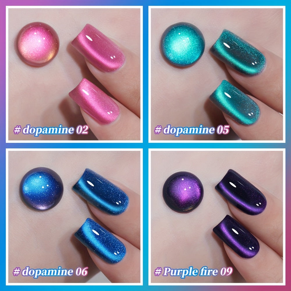 XEIJAYI Frame Bottle, Ultra-Bright Interstellar Galaxy Series Cat Eye 4-Color Set Gel Polish. Trendy Salon Cat Eye Nail Art with a Shiny Luster, Dazzling Cat Eye Effect, Strong And Non-Damaging to Nails, Salon-Quality Nail Art Design