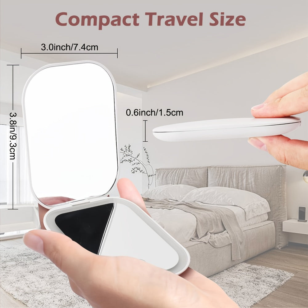10X Travel Compact Mirror LED Magnifying Mirror With 1X/10X Magnification Small Hand Pocket Mirror, Dimmable Double Sided USB Rechargeable Touch Screen, Portable Tabletop Cosmetic, Small Lighted Mirror, Mothers Day Decorations