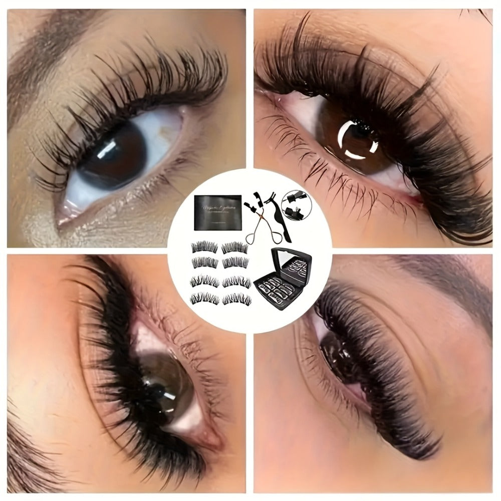 Local Warehouse 8pcs Quantum Magnetic Eyelash Set Makeup Lash Clusters Kit with 2 Styles of Applicators Tweezers And Brush 3D Magnetic False Lashes Beginner-Friendly Natural Set Idea for Daily Makeup Parties And Valentine'S Day Gifts Makeup for Wome