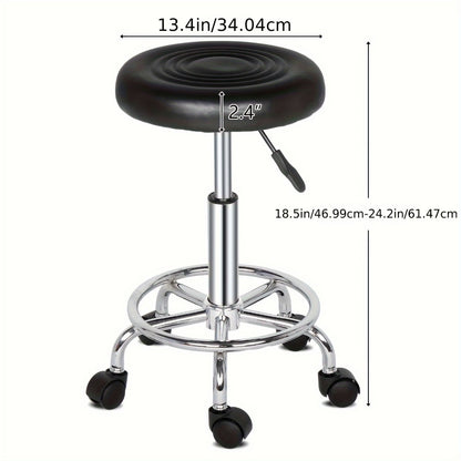 360° Swivel Bar Stool with Footrest – Adjustable Height Round Counter Stool Chrome Base White Black