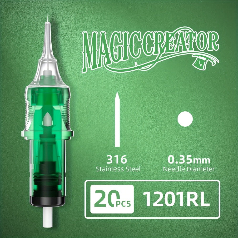 A Set of 20 Disposable Tattoo Needles for Magicians, Featuring High Transparency, Adjustable Lines, Various Gauges, Excellent Rigidity, Lasting Sharpness, And Ample Ink Capacity, Perfect for Both Professional Tattoo Artists And Novices
