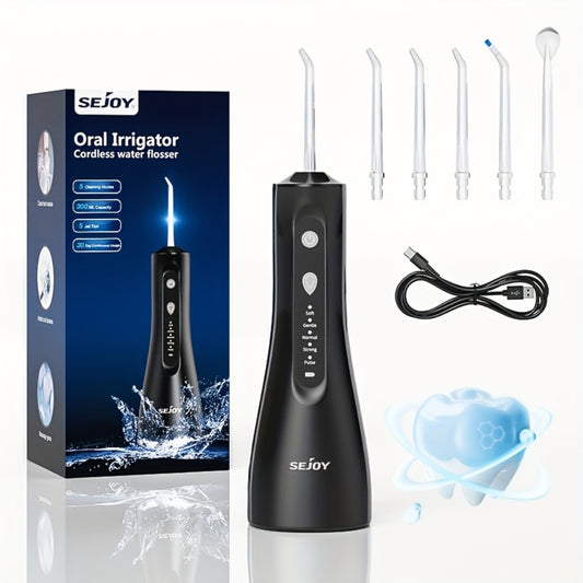Water Flosser Portable Oral Irrigator - USB Rechargeable Dental Tooth Cleaner with 10.14oz Reservoir - Cordless Water Flosser for Home & Travel Use