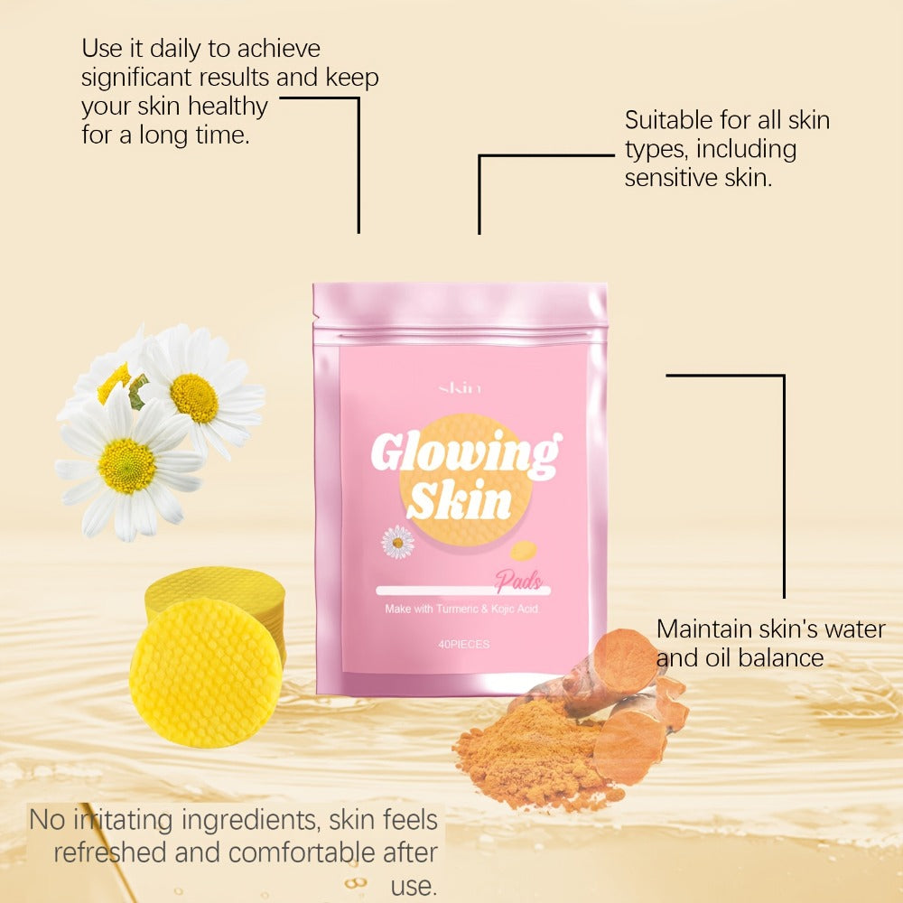 40/80pcs Turmeric & Kojic Acid Facial Cleansing Pads, Easy For Travel And Business Trips, Mild And Non-irritating, Suitable For All Skin Types, Birthday Easter'S & Mother'S Day Gifts