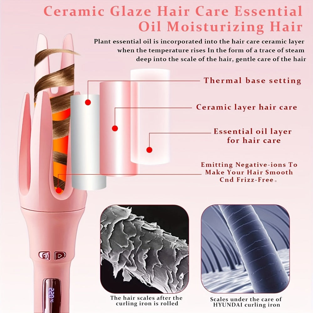 Automatic Curler Rotates 1.2 Inches (about 3.2cm). Automatic Curler with 4 Temperatures, Essential Oil Coating, Anti-scalding. Hair Care And Moisturizing Curling Technology Of Curling Iron. Rapid (purple 32mm).Includes Hairpins And A Comb