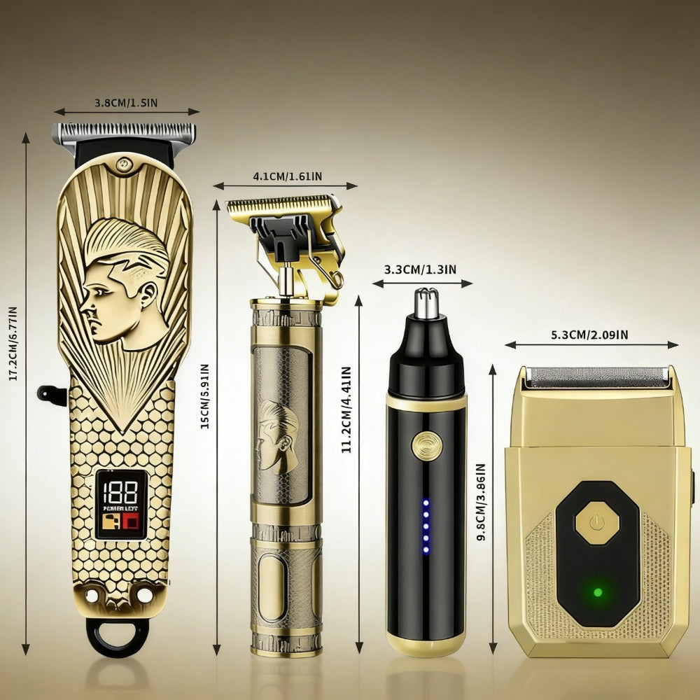 2pcs/4pcs Men's Hair Clipper and Beard Trimmer Bundle with USB- Clippers & LCD Display Trimmer - Barber Kit Suitable for Home, Travel, Ideal Gift for Men, Barber Equipment (Clipper and Trimmer)