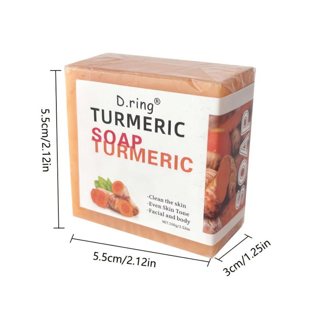 Turmeric Kojic Acid Soap Bar - Natural Lemon Brightening Face & Body Cleanser with Gentle Exfoliation, Paraben-Free Cold Processed Formula, All Skin Types, 15 Bars