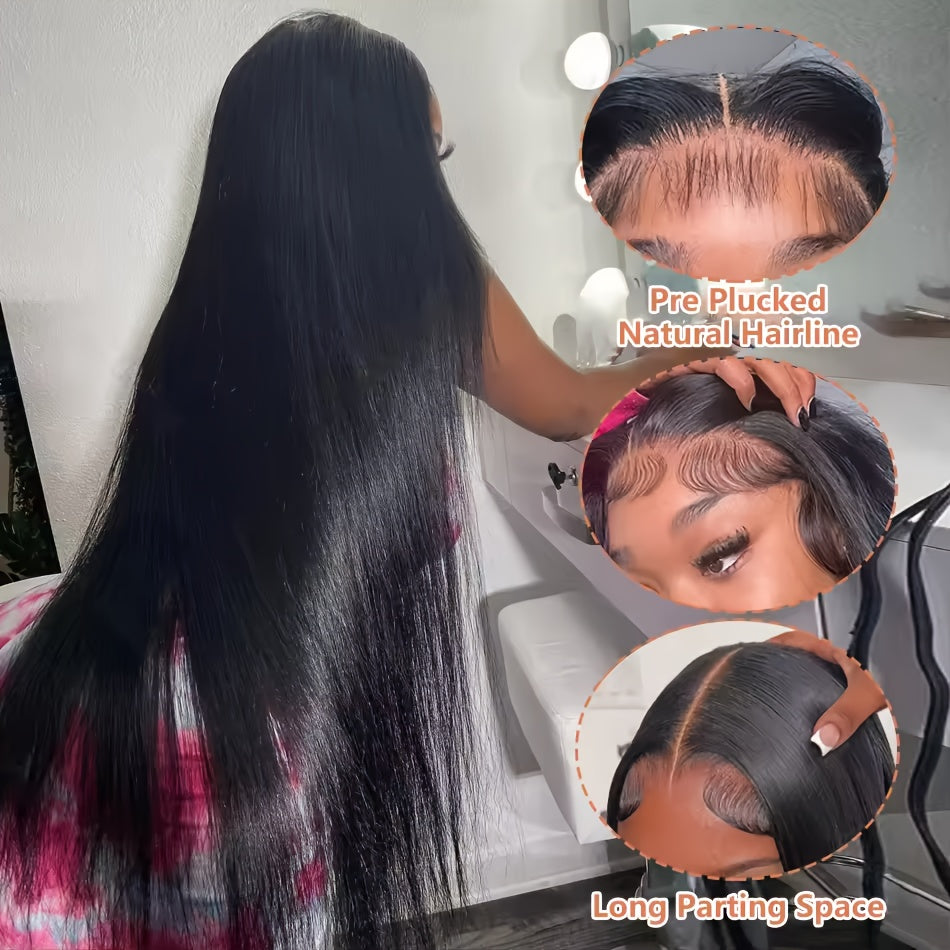 Pre Cut Glueless Wigs Real Human Hair Put on And Go Bone Straight Human Hair Wigs for Women Pre Plucked 6X4.5 Ready to Wear Instantly Without Glue 3 Seconds to Wear Glueless Wig 200 Density Transparent Lace Front Human Hair Wigs Halloween Costume