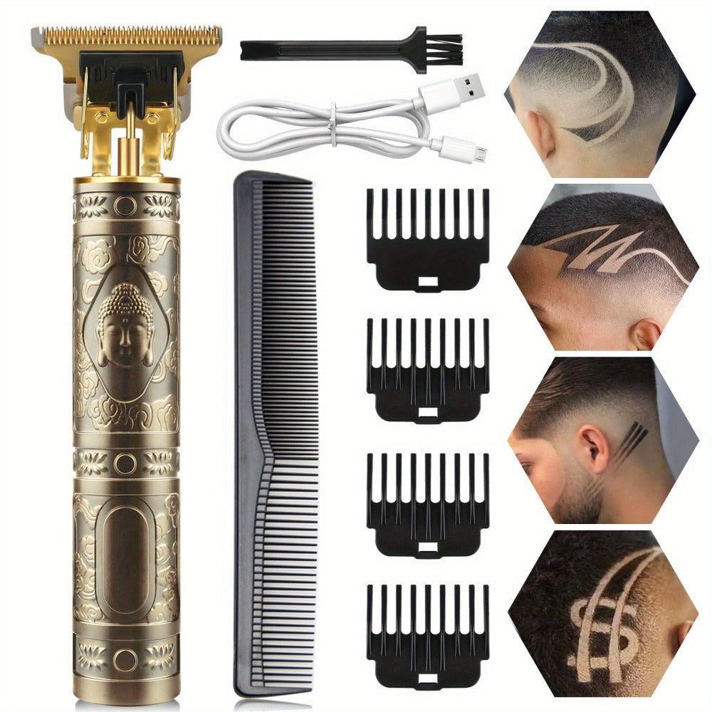 Men'S Barber Rechargeable Razor Adult Electric Retro Electric Push Clippers Home USB Rechargeable Barbershop Men'S Beard Trimmer Facial Hair Trimmer