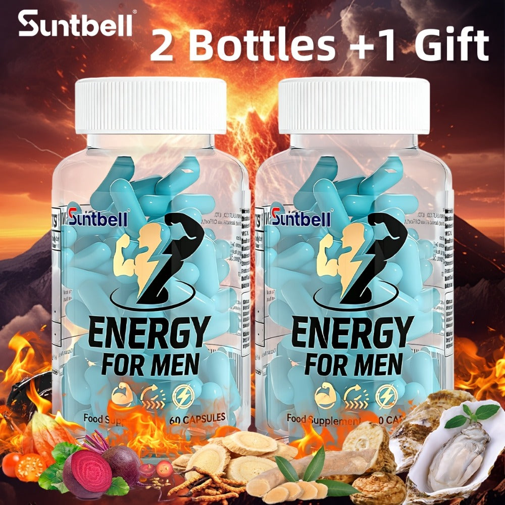 Energy Supplement for Men, with Horny Goat, Tongkat Ali, Maca, L-Citrulline, Support Hormone, Provide Energy, Men's Health Capsules, Gift for Lover, 60 Capsules