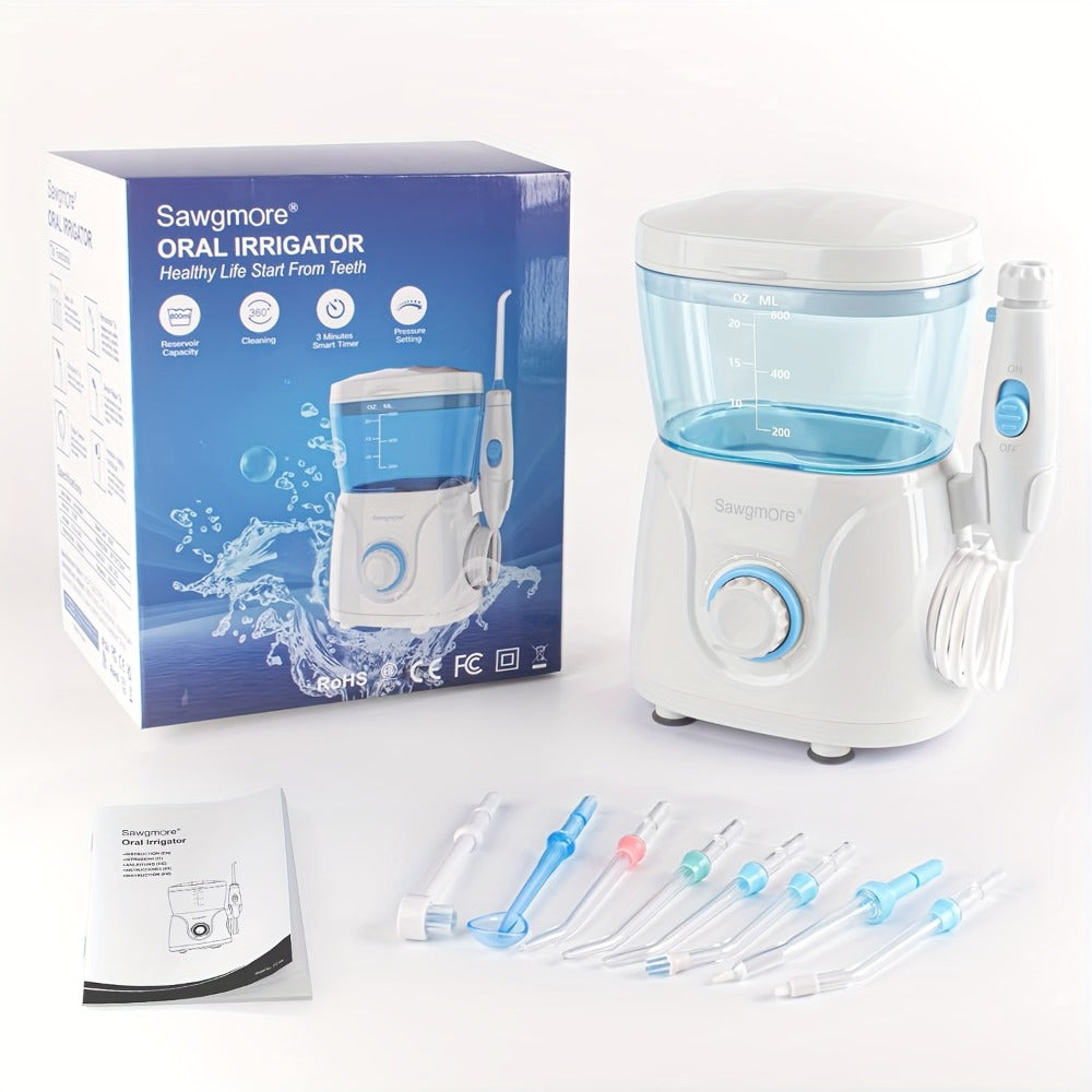 FC166 Water Flosser for Teeth/Braces, 20.29oz Large Capacity, 10 Adjustable Pressure Levels, 8 Family Nozzles, Professional Oral Irrigator for Teeth Cleaning, Electric Household Desktop Water Flosser and Electric Toothbrush, Birthday Gift