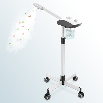 Professional Facial Steamer on Wheels Hot Mist Steam Machine Timer Preset Face Humidifier Home Salon Spa Pore Cleansing Skin Hydration Beauty Device Gift for Her