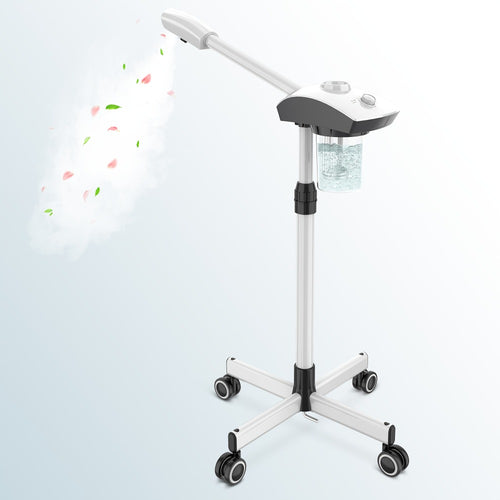 Professional Facial Steamer on Wheels Hot Mist Steam Machine Timer Preset Face Humidifier Home Salon Spa Pore Cleansing Skin Hydration Beauty Device Gift for Her