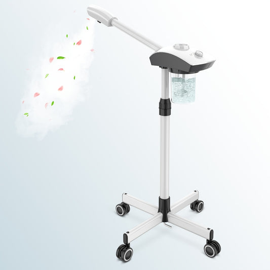 Professional Facial Steamer On Wheels, Hot Mist Steam Machine with Time Preset Function, Face Humidifier Design for Face Spa At Home And Professional Use, Perfect Gift for Her