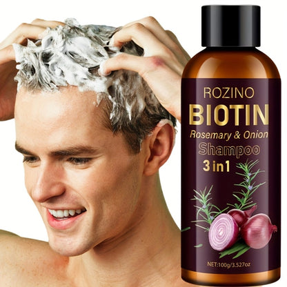 Rosemary Biotin Onion 3-in-1 Shampoo Bar for Damaged Hair - Scalp Nourishing Strengthening Hair Growth Shampoo Cleanses Scalp Debris Moisturizes Roots Revitalizes Hair 100g