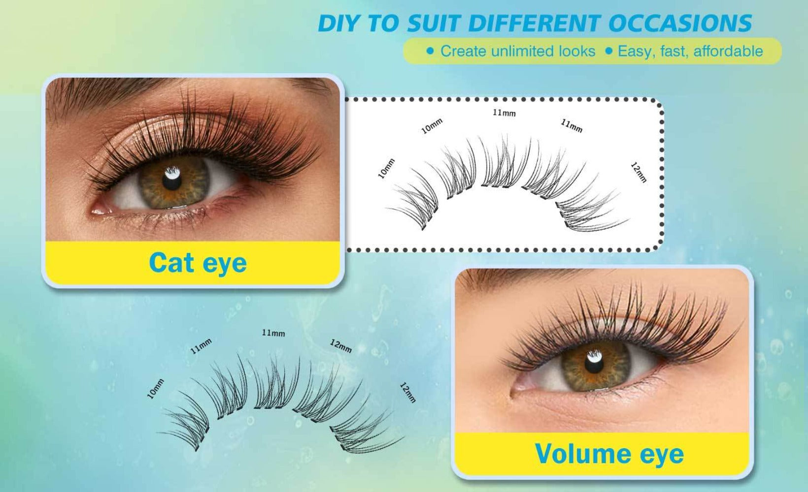 Self Adhesive Lash Clusters No Glue Needed, Lightweight Lashes Clusters Kit, Pre Glued Wispy Cluster Lashes Natural Volume Press On Lashes with 2 Tweezers, Reusable Eyelashes, Beginner Friendly Casual Attire Lashes Fluffy Individual Cluster Eyelashes