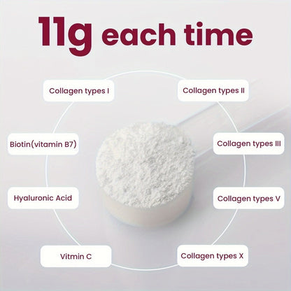 Multi-Collagen Powder Type I II III V X with Hyaluronic Acid, Biotin & Vitamin C - Hydrolyzed Protein for Skin, Hair & Nails - Unflavored 40+ Servings