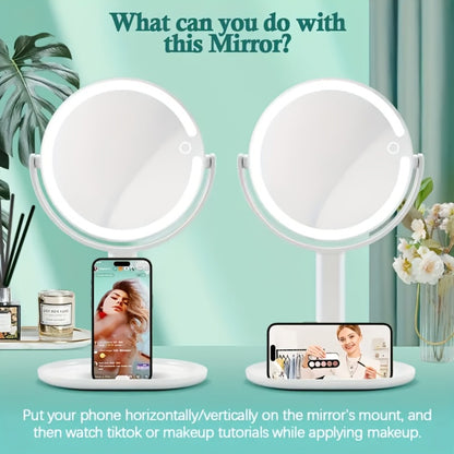 Lighted Makeup Mirror with 25X Magnification - 80 LED Vanity Mirror with 3 Color Lighting Modes, Touch Control, 2-Sided 8 Inch Rechargeable Makeup Mirror for Women, 2000mAh Battery