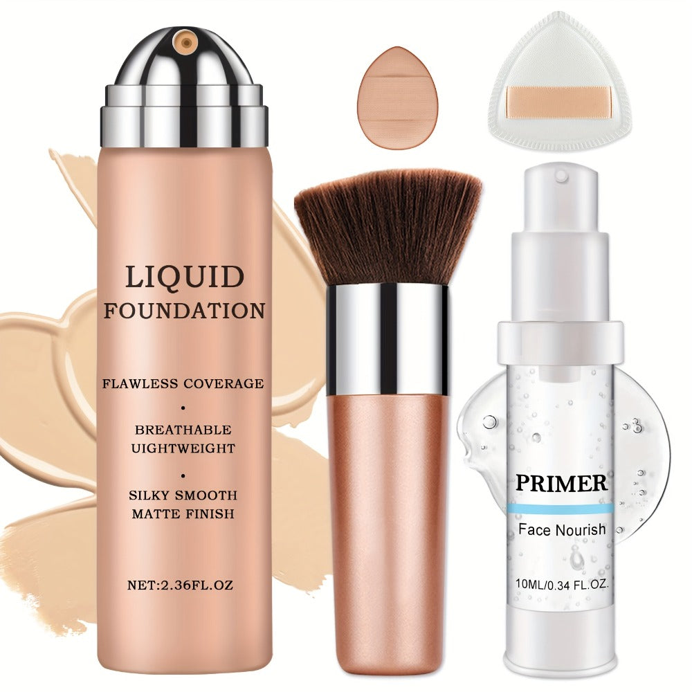 [Full Coverage Foundation] Liquid Foundation Full Coverage Foundation for Mature Skin, Long-Lasting Natural Matte Effect