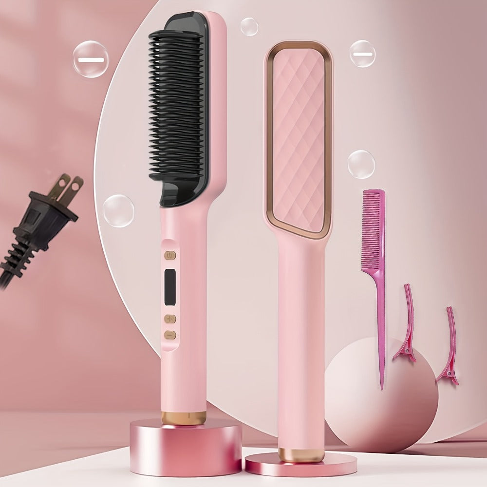 Hair Straightener And Curler 2-in-1, Household Wet And Dry Hair Straightener Comb Multi-Temp Volumizing Styling Comb, Women's Hair Tools, Women's Hair Tools Birthday Christmas Gift