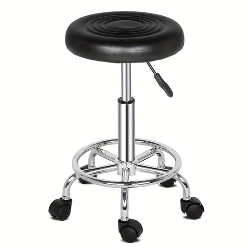 360° Swivel Bar Stool Round Padded Seat with Chrome Base – Adjustable Height Salon & Kitchen Counter Stool, Black or White, 13"x24"