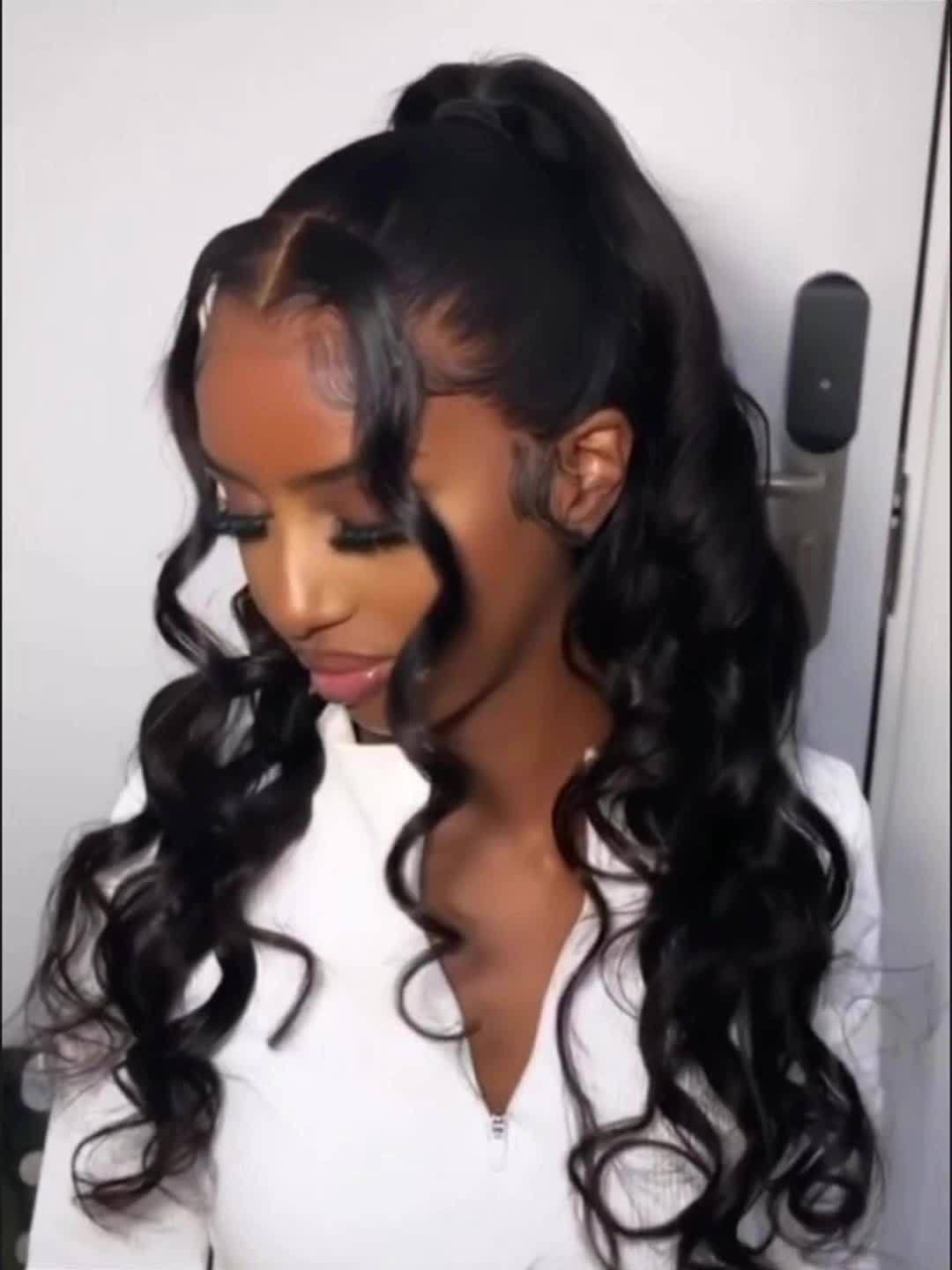 13x4 Lace Front Wigs Long Black Hair Lace Wigs Loose Wave Hair Glueless Heat Resistant Synthetic Wavy Lace Front Wigs for Women