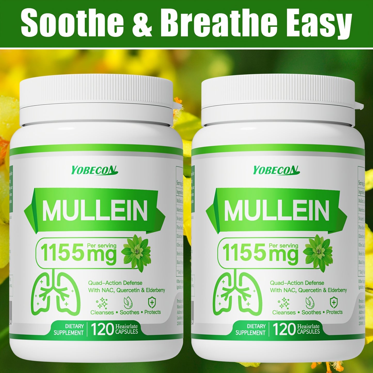 Mullein Lung Cleanse Capsules with NAC 45000mg – Mucus Removal, Dry Cough Relief & Respiratory Support Supplement for Women & Men, Seasonal & Year-Round Immune Health