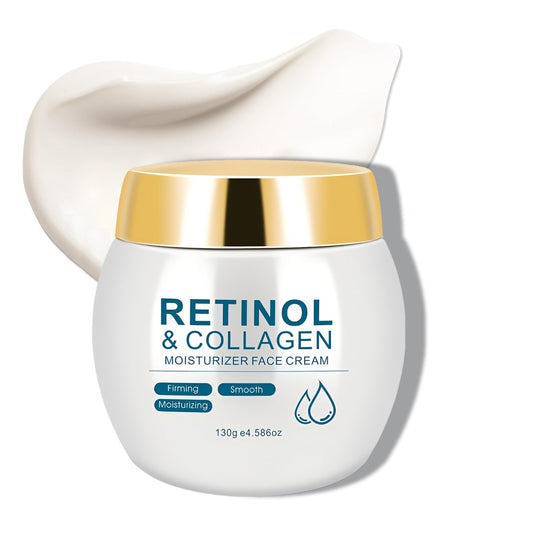 Retinol Collagen Face Cream, Firming and Moisturizing Cream for All Skin Types, Suitable for Day and Night Use, Moisturizing Cream, Skin Care, Skincare Products for Family Members Suitable for All Skin Types, 4.586oz