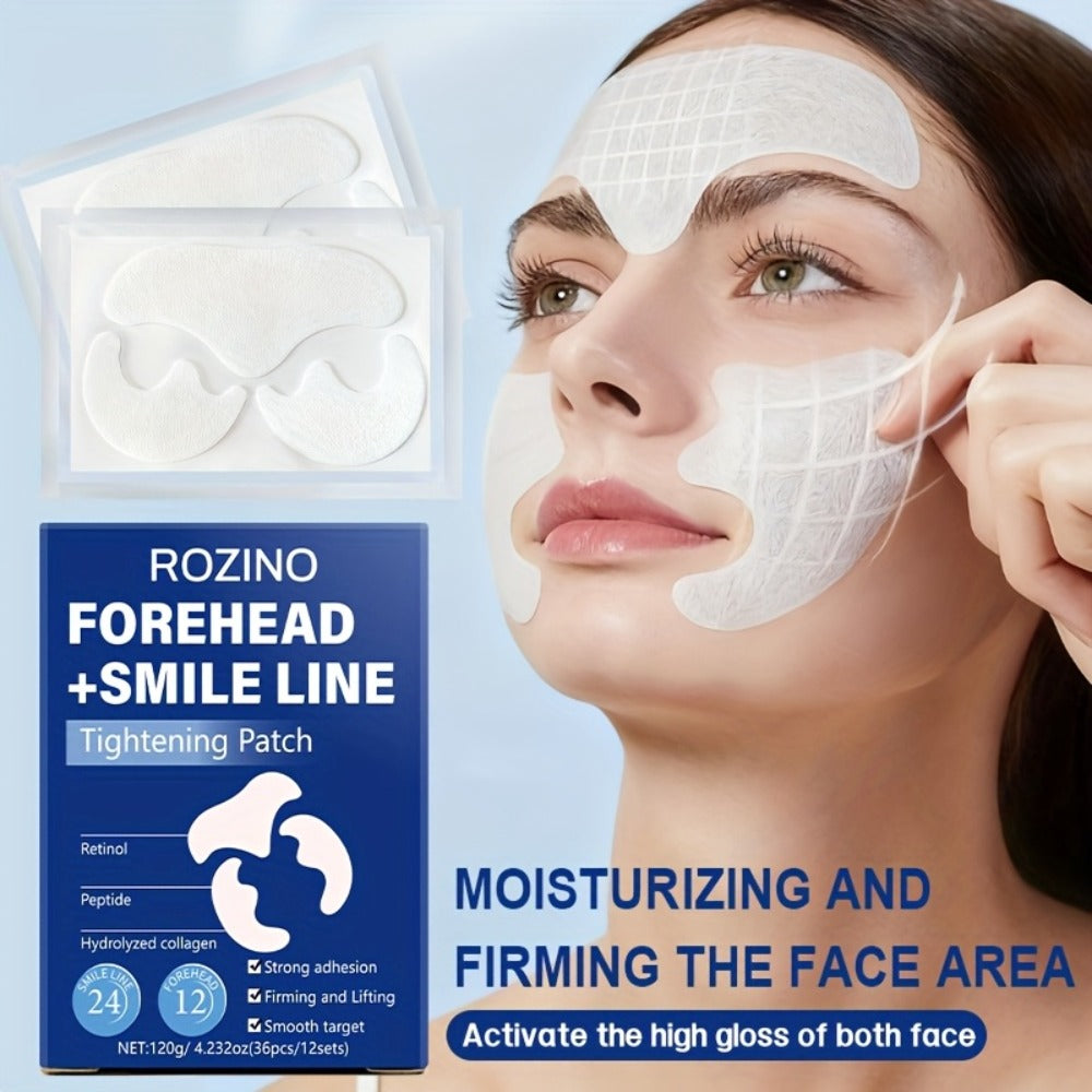 ROZINO 36pcs Retinol & Peptide Face Patches - Target Forehead & Smile Lines with Hydrolyzed Collagen for A Smooth, Lifted Look. Strong Adhesion Design & Perfect 12-Day Holiday Glow Kit!