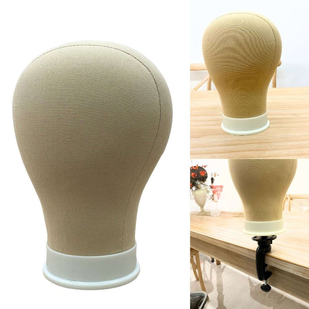 Canvas Mannequin Head for Wig Making with Stand — 21 22 23 24 Inch Set with Needles & Wig Caps, Holes for Styling Headbands, Ideal for Lace Wig Making Display Practice Salon