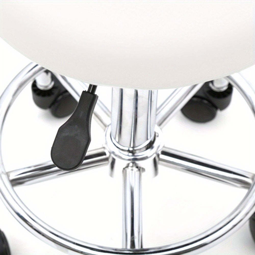 360-Degree Round Salon Stool with Backrest And Lines, Professional Adjustable Height Salon Stool, Modern Bar Stool Swivel, Armless Bar Chair for Kitchen, Dining Room, Living Room, Bistro, Spa
