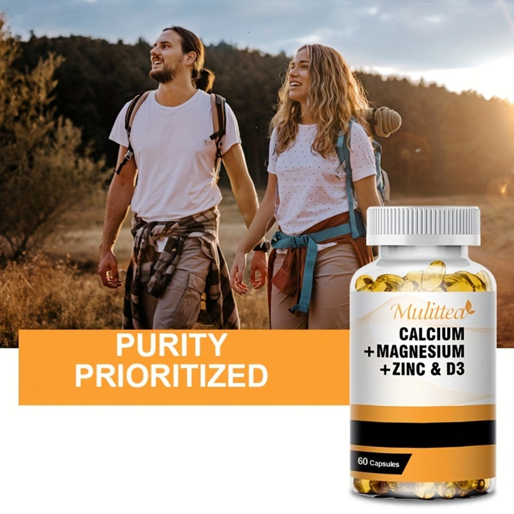 (2pcs) Mulittea Calcium Magnesium Zinc And Vitamin D3 Capsules, 120 Capsules