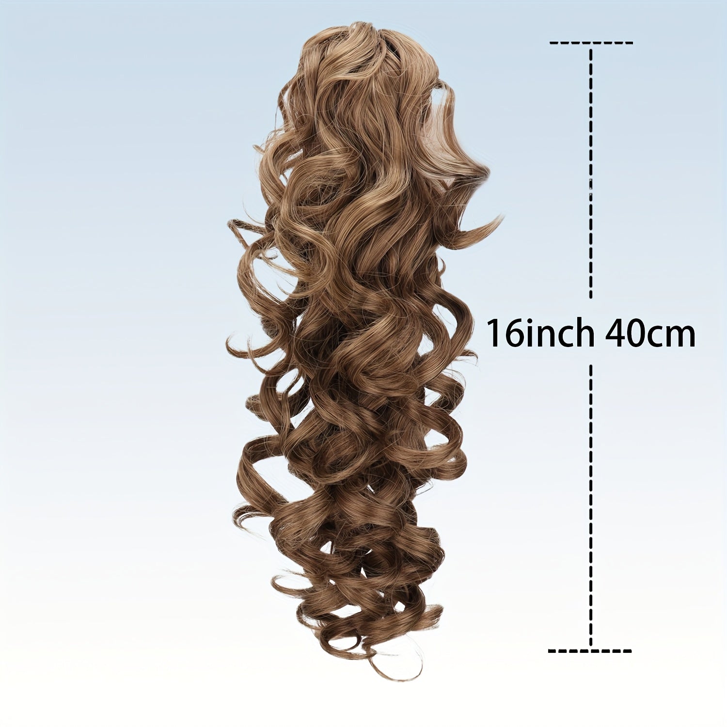Elegant Curly Wave Ponytail Extension - Synthetic Heat-Resistant Hairpiece for Women, Dark Brown to Blonde Gradient, Voluminous Scroll Curls, Perfect for Daily Wear & Special Occasions